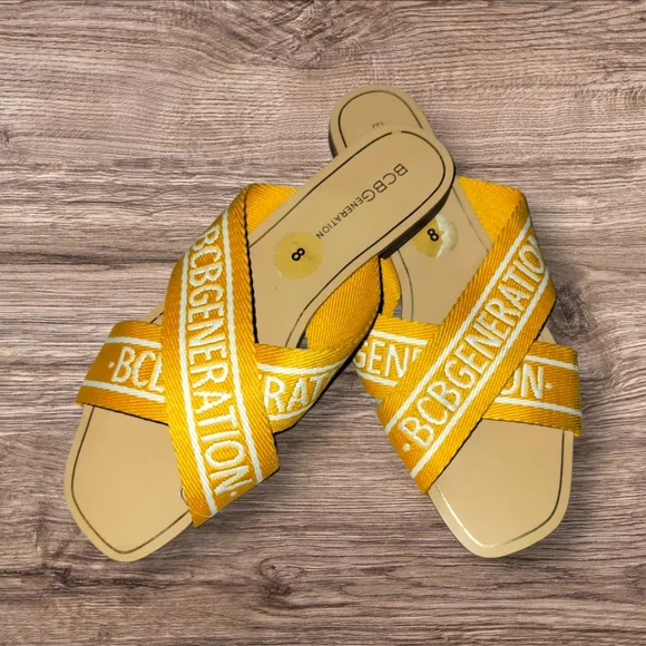 BCBGeneration Mustard Crisscross Sandals - Picture 1 of 4